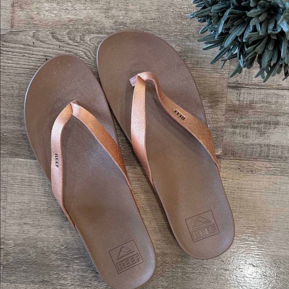 Reef Brown with Bronze straps Slide Sandals